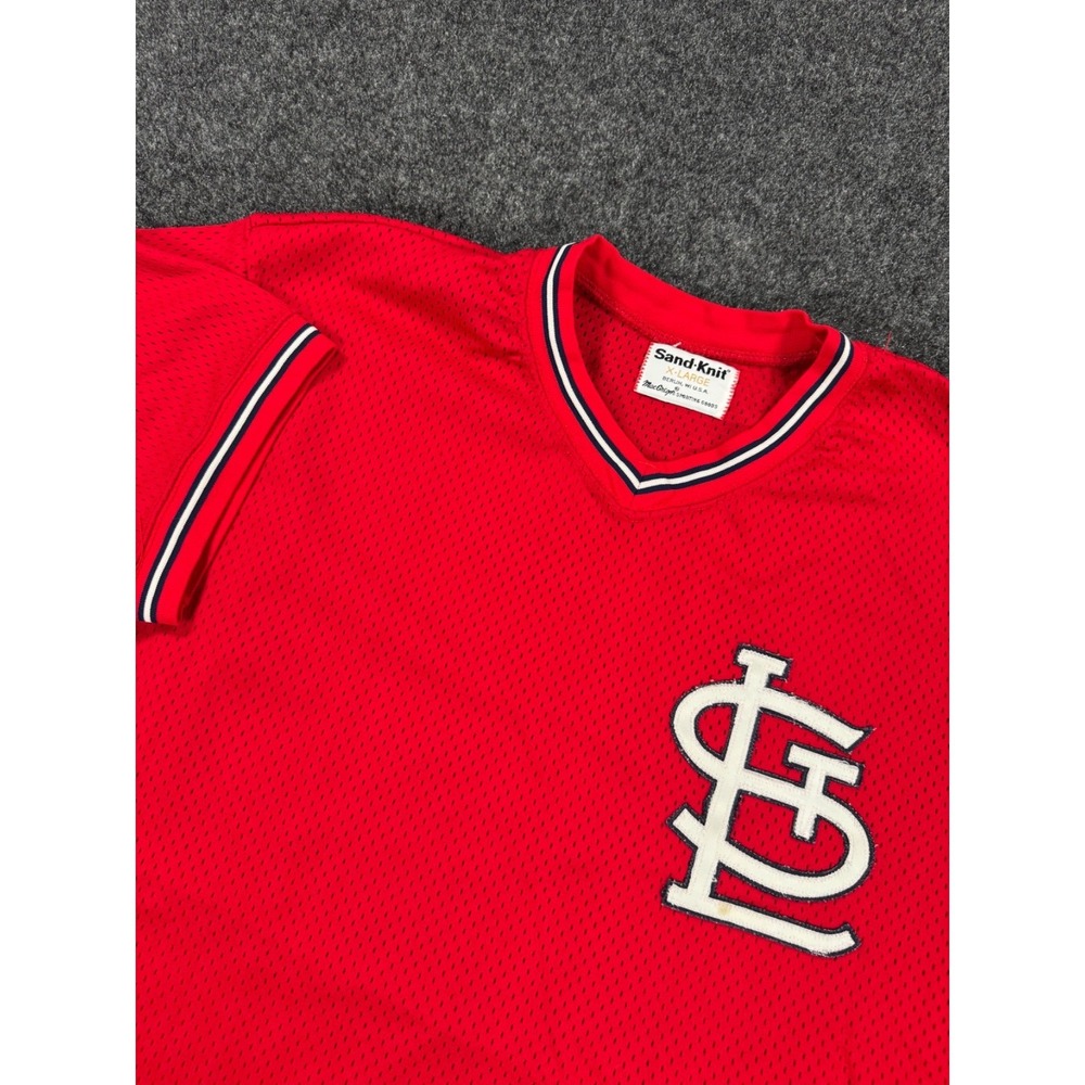 VTG St Louis Cardinals Sand-Knit Mesh Jersey T Shirt USA Men's XL Red